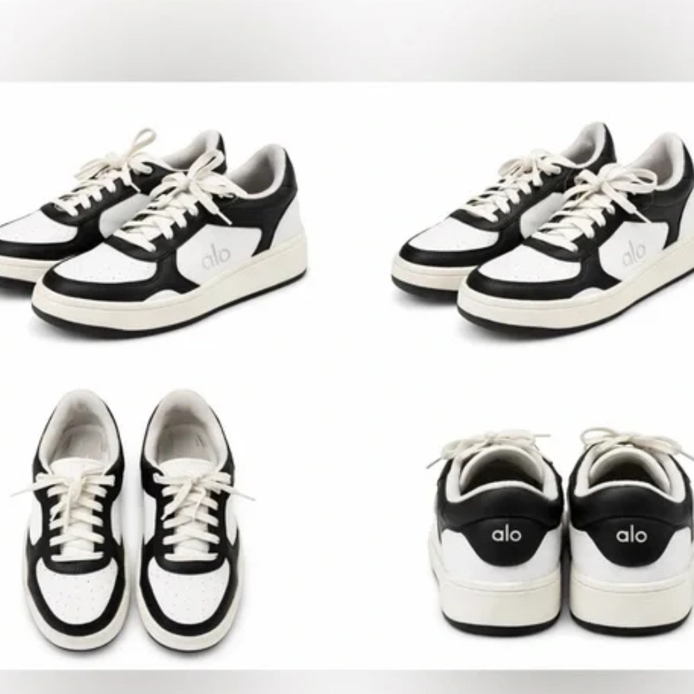 ALO Yoga Mens Recovery Black and White Sneakers 8.5 - Picture 7 of 16